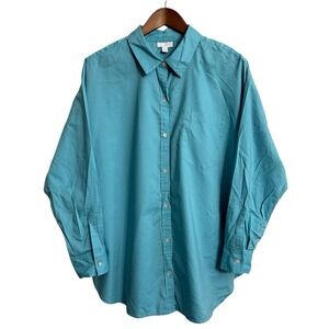 J Jill shirt womens XL long sleeve button up beachy coastal preppy career office